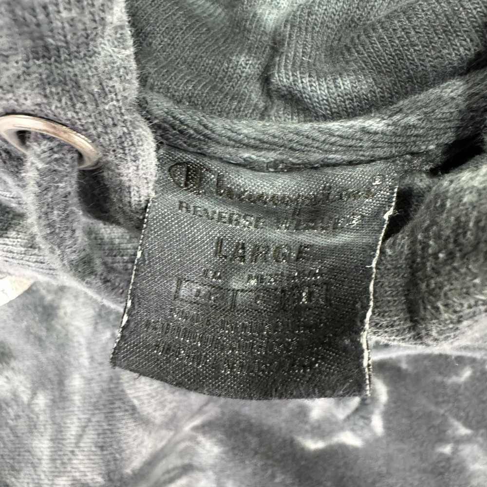 Champion Hoodie Mens Large Gray Tie Dye Reverse Weave Pullover Logo Casual City - Picture 3 of 12